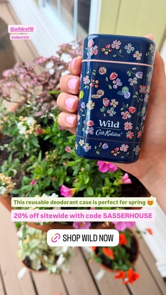 Image ad for Wild deodorant promoting a collaboration with Cath Kidston on a floral reusable deodorant case.
