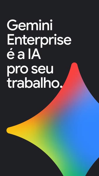 This ad promotes Gemini Enterprise as an AI solution for work. It features white text on a dark gray background accompan