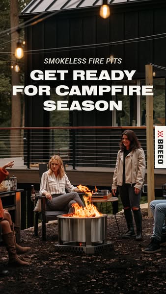 This ad for Breeo fire pits highlights the beginning of the campfire season. The ad features an image of a fire pit with