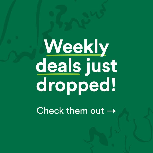 This ad is designed to create excitement around new weekly deals. With a clean and simple design and a bright green colo