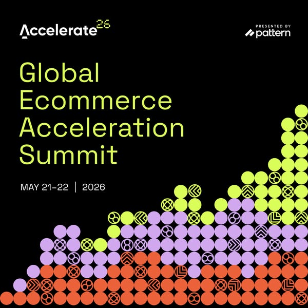 This ad promotes the Global Ecommerce Acceleration Summit. It will take place on May 21-22 in 2026 and is presented by P