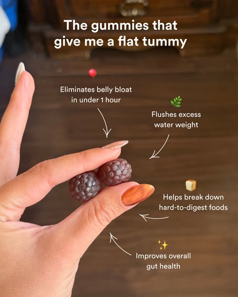 This image ad showcases gummy supplements that claim to aid in digestion. The ad highlights specific benefits and sugges