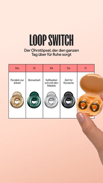 This ad is promoting Loop Switch earplugs by showcasing them in a calendar format. It illustrates different daily scenar