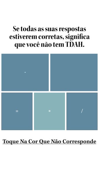 An interactive puzzle ad presents a color perception test with math symbols inside different colored boxes. The ad claim