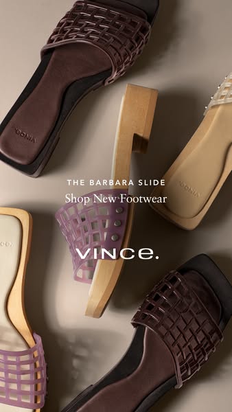 This ad showcases a collection of Vince footwear, highlighting their unique style and materials. The creative emphasizes