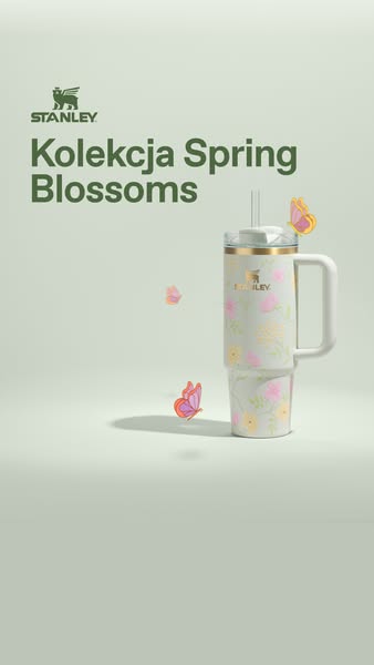 This ad features a Stanley brand tumbler with a spring floral design. The ad is likely for the spring season.