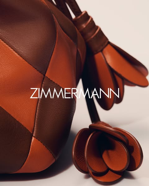This image ad showcases a leather handbag from Zimmerman.