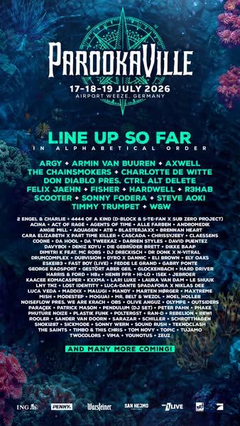 This ad is for the Parookaville music festival in Germany in July 2026. It includes the date, location, and partial line