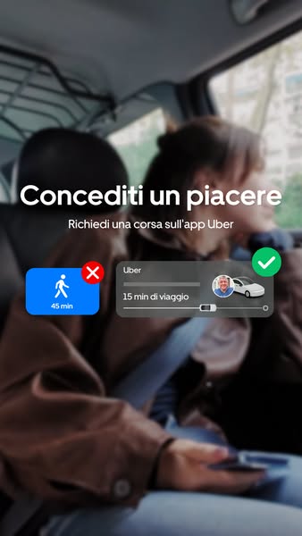 An Uber ad demonstrates how much faster it is to order a ride than to walk the same distance.