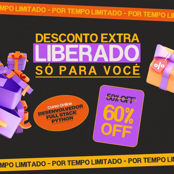 This ad promotes an online course for a full stack Python developer and it uses purple and orange colors. It promises ex