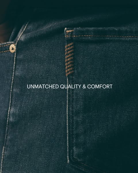 This ad showcases the craftsmanship and comfort of the brand's denim. The close-up shot focuses on the material and 