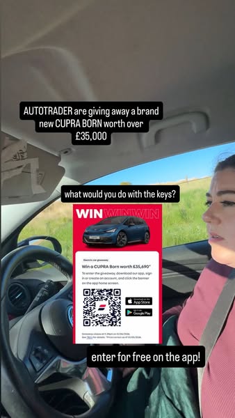 An ad for the chance to win a CUPRA Born car via the AutoTrader app.