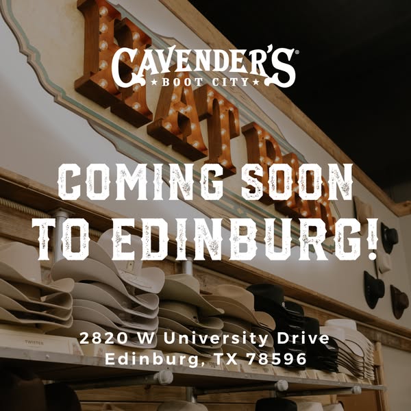 This image ad announces that Cavender's Boot City is coming soon to Edinburg, TX.