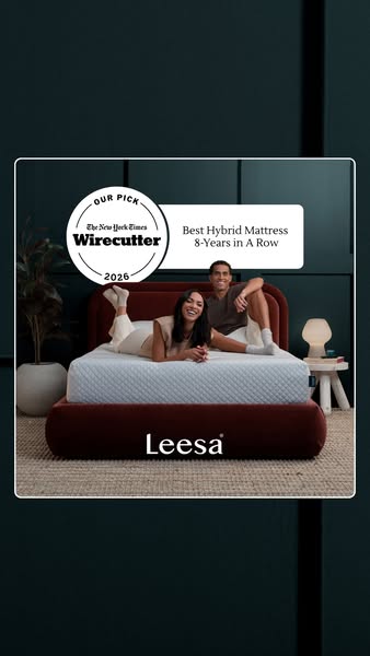 This ad showcases the Leesa mattress and the fact that it has been Wirecutter's pick for best hybrid mattress for 8 