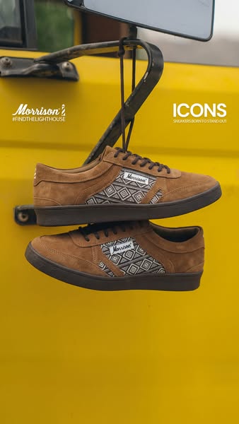 This ad displays a pair of Morrison shoes with the tagline: "ICONS SNEAKERS BORN TO STAND OUT."