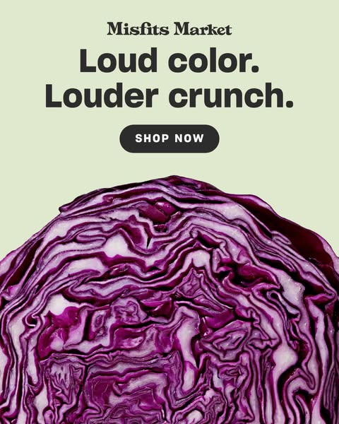 This Misfits Market image ad emphasizes the quality and enjoyment of their produce with a focus on the color and crunch 