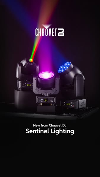 This ad showcases Chauvet DJ's Sentinel Lighting, highlighting its lighting effects and design.