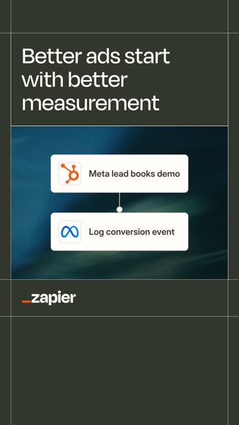 This ad for Zapier highlights how the platform can improve the measurement of Meta ads by demonstrating the linking of M