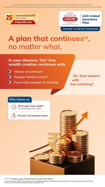 This ad for ICICI Prudential Life Insurance promotes a Unit Linked Insurance Plan. The ad highlights the plan's abil