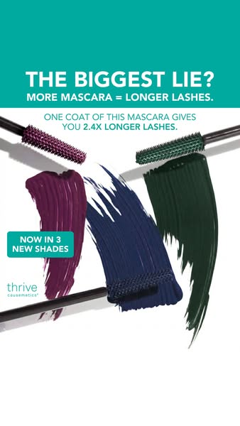 This image ad shows three mascara wands with varying colors of mascara swipes. It uses the headline: "The Biggest L