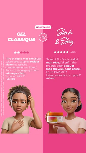 This Meta image ad compares the brand's hair styling gel, 'Sleek & Slay,' with a 'classic gel' o