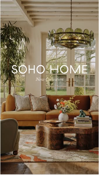 This ad showcases living room furniture from the Soho Home collection.