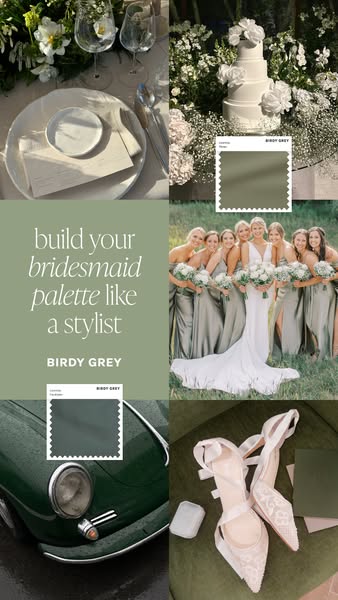 This ad for Birdy Grey uses a color palette-driven collage approach to show viewers how they can build their own bridesm