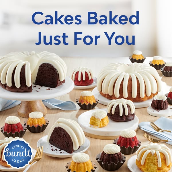 An image showcasing a variety of Nothing Bundt Cakes in different sizes and flavors, emphasizing the brand's cakes b