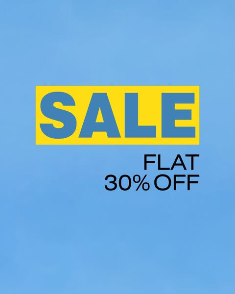 This ad promotes a sale with a flat 30% discount. The visual style is simple and direct, focusing on communicating the o
