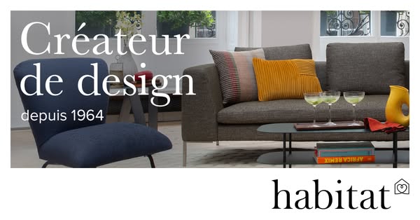 This ad introduces the Habitat brand, emphasizing its long history as a design creator since 1964. The ad features a sty