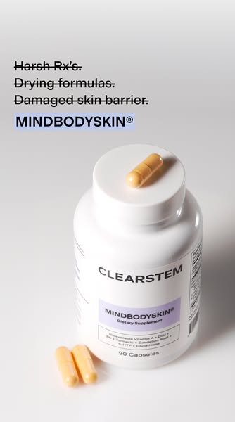This ad for CLEARSTEM promotes a dietary supplement using a product-focused image with text overlaying on the left-hand 