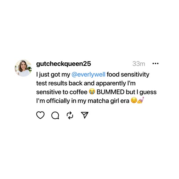 This ad is presented as a screenshot of a social media post by the user @gutcheckqueen25 about their Everlywell food sen