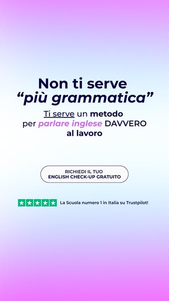 The image ad promotes an English language learning program. It states that users do not need more grammar study but rath