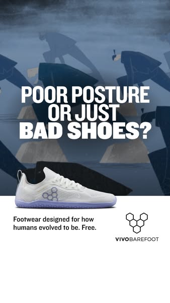 This ad highlights the negative impact of poor posture, then challenges the viewer to question whether their shoes are t