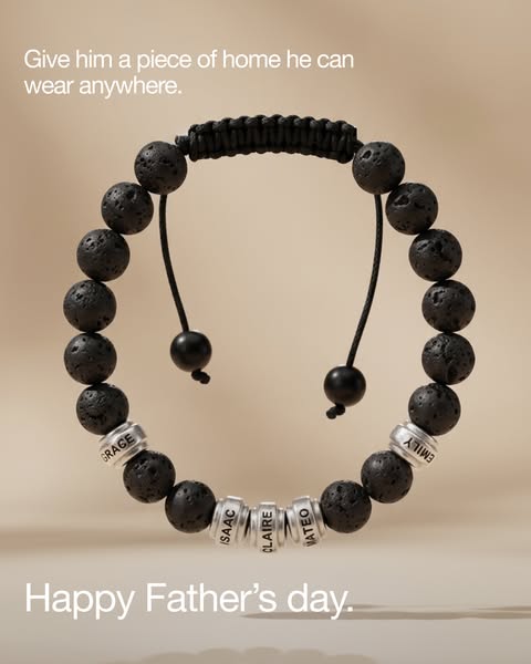 This ad promotes a personalized bracelet as a Father's Day gift, emphasizing its sentimental value as a piece of hom