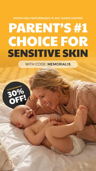 This ad promotes Dyper brand diapers as the #1 choice for parents with babies who have sensitive skin. The ad features a