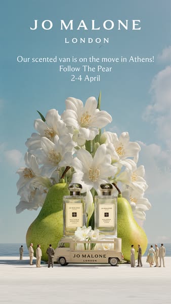 An advertisement for Jo Malone London promoting their scented van, which will be in Athens from April 2-4. The ad featur
