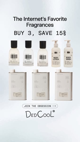 This ad showcases a variety of DedCool fragrances and body products. It highlights an offer to save 15% when you buy thr