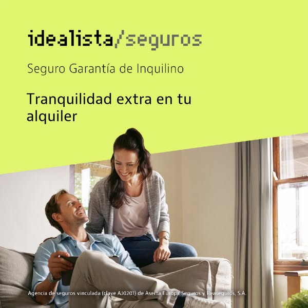 This ad for Idealista Seguros, a Spanish tenant guarantee insurance company, features a couple relaxing at home on the c