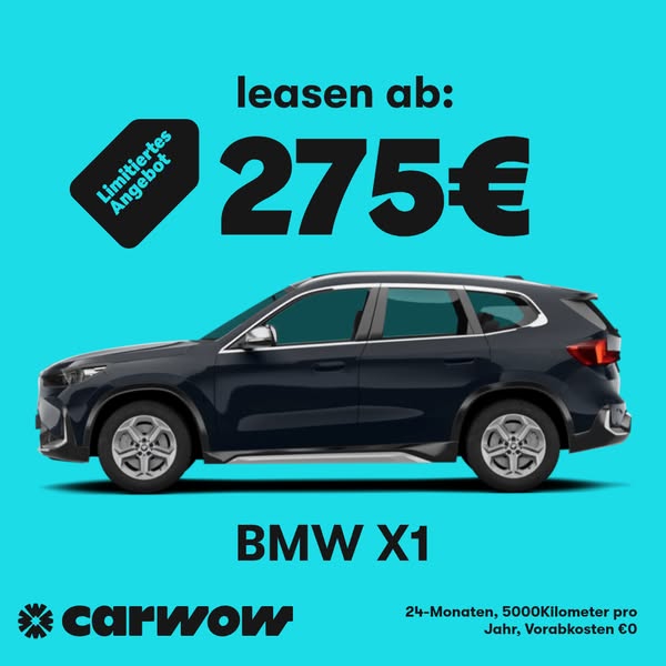 This ad for Carwow promotes lease offers for the BMW X1, with a black tag advertising a 'limited offer' and high