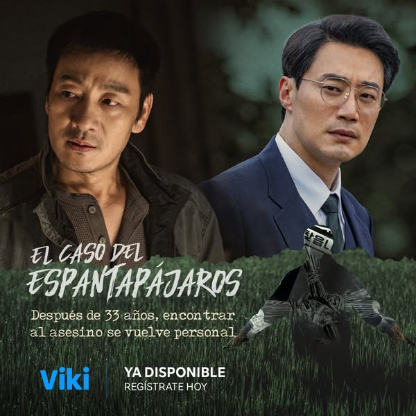 This ad for Viki promotes the new show 'The Case of the Scarecrow'. The ad features two men and a scarecrow in a