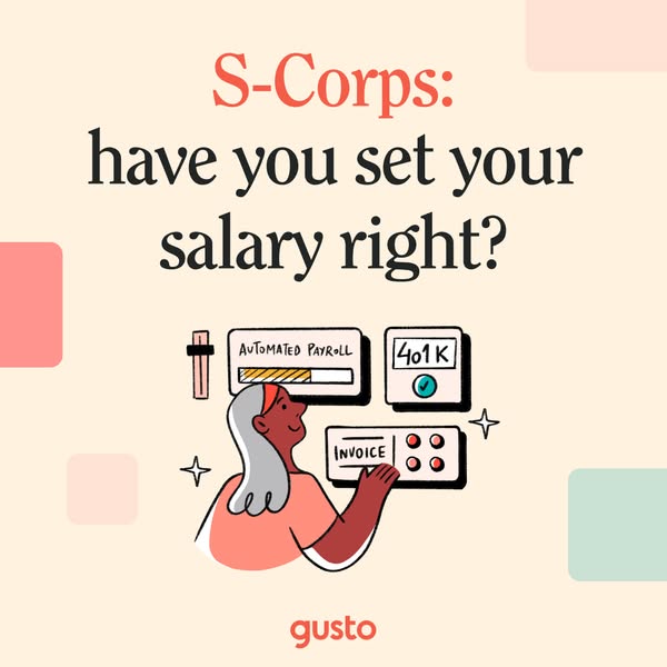 This ad uses an illustration of a woman interacting with digital interfaces to promote Gusto's payroll and HR servic