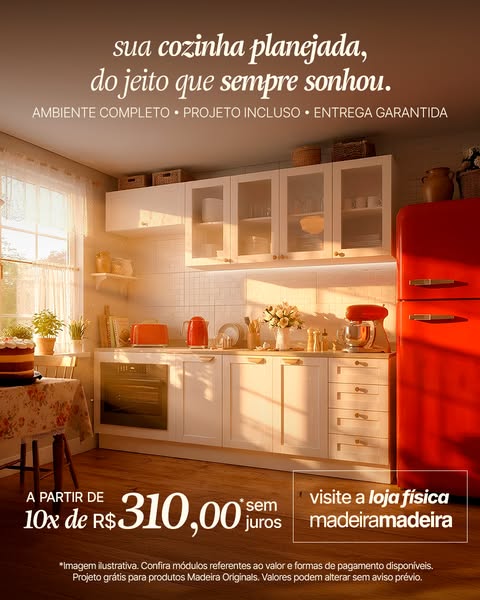 This image ad showcases a fully furnished kitchen and promotes the option to have your kitchen designed the way you have
