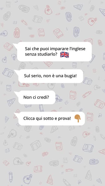 This ad presents a thread of chat bubbles to convey a message. The thread promises a unique approach to learning English