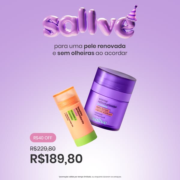 An image ad for Sallve products featuring a discount, showcasing a lip balm and night cream for renewed skin and reducti
