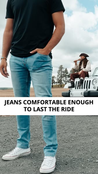 This ad presents jeans as the solution for anyone who needs long-lasting comfort. The ad features a man wearing a t-shir