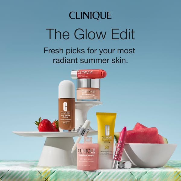 This ad features Clinique products for the summer, showcasing items like 'Even Better Clinical' foundation, '