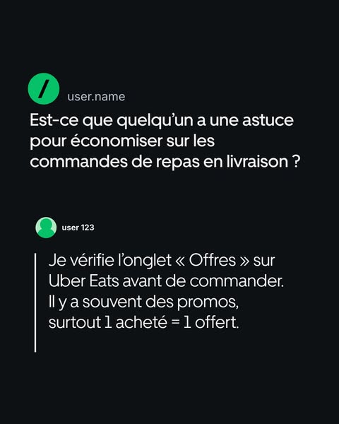 This ad uses a customer question and answer format to highlight the benefits of using Uber Eats. The ad emphasizes that