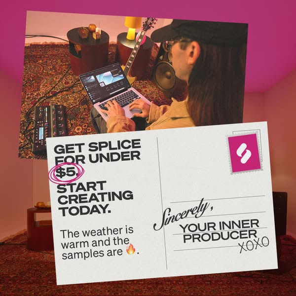 This image ad is for Splice, which advertises their service for music producers to create music for under $5. The ad fea