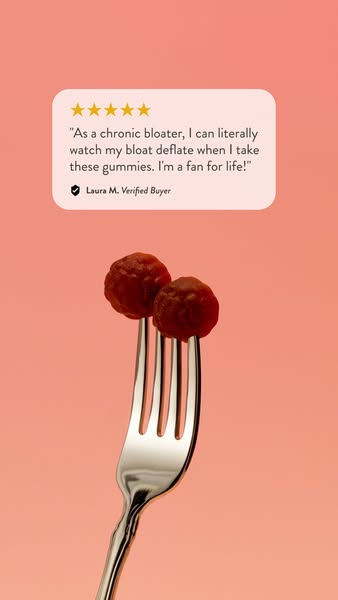 This ad features a customer testimonial from a person who suffers from chronic bloating. According to the testimonial, t